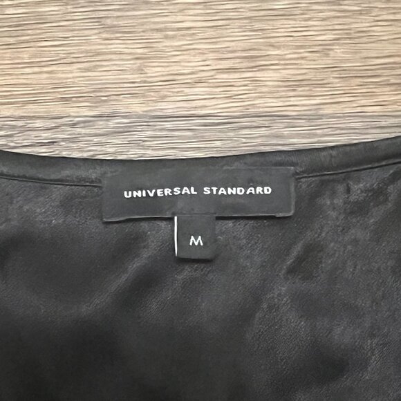 Universal Standard Adda Black Crepe Short Sleeve Split Long Tunic Top Sz Medium - Picture 5 of 7